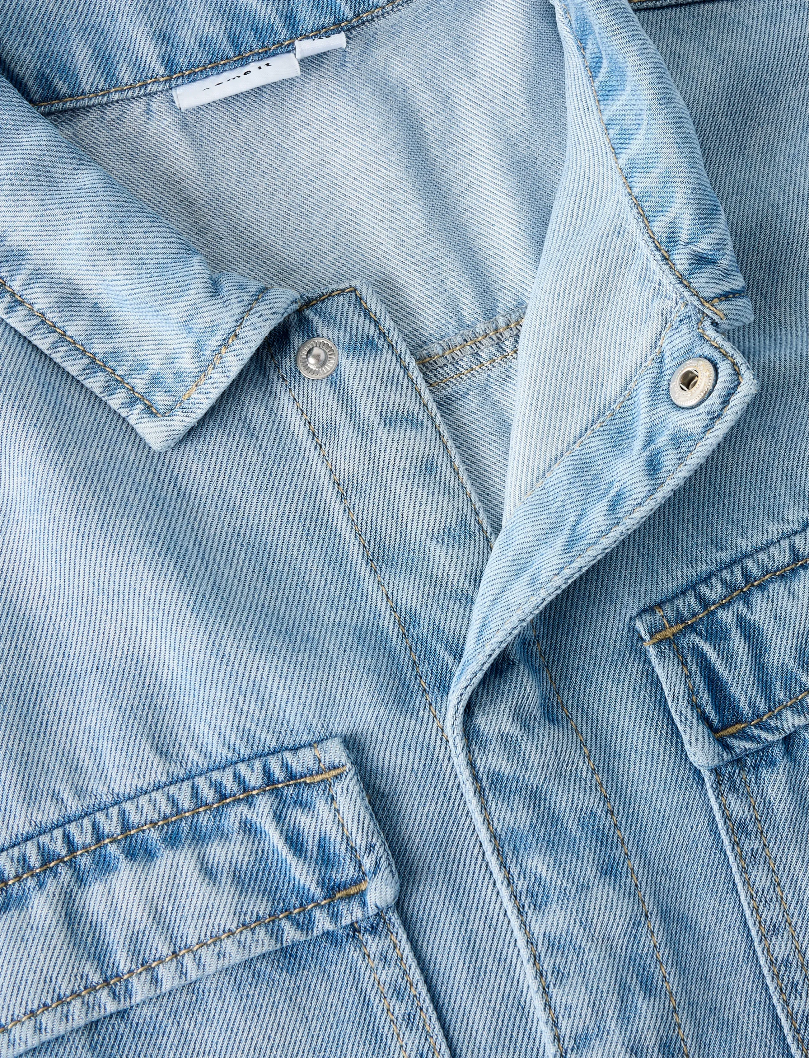 name it - NKMJOY BOXY DNM 1/2 SHIRT 1860-PH F - kurzärmlige hemden - light blue denim - 4