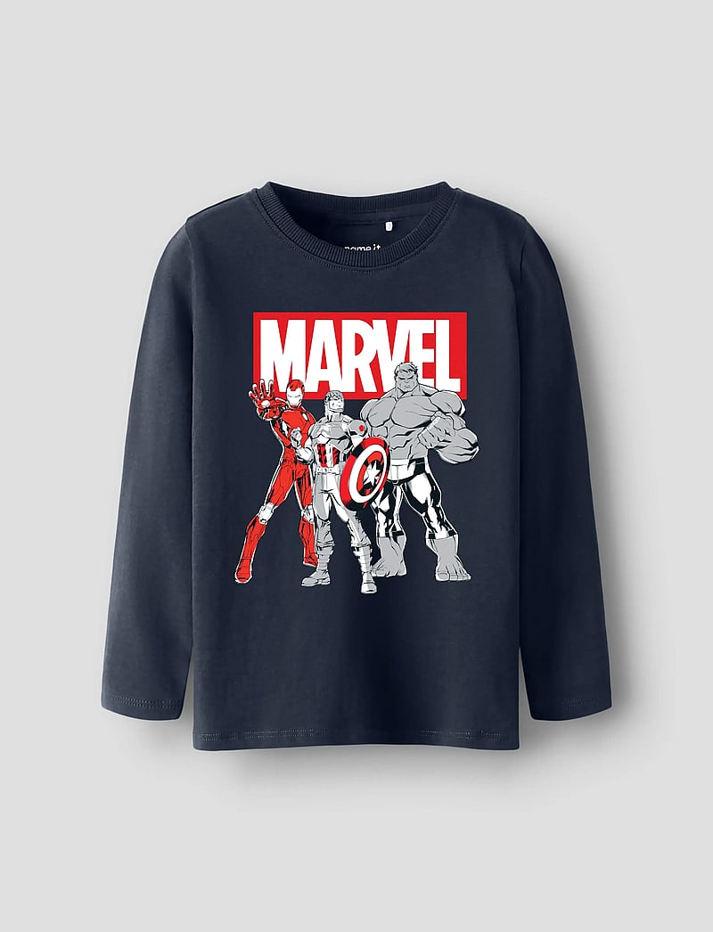 name it - NMMVODIS MARVEL LS TOP MAR - langærmede t-shirts - navy blazer - 0