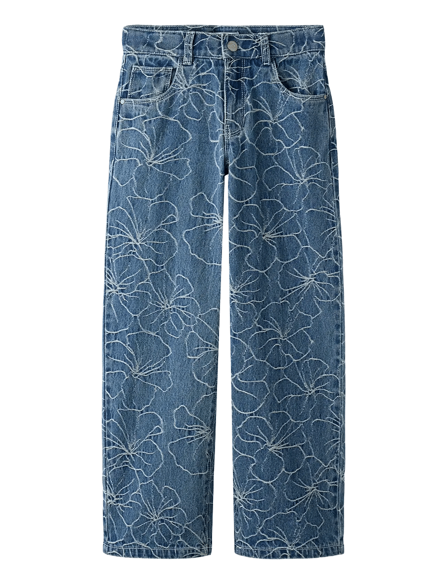 name it - NKFROSE WIDE JACQ JEANS 2928-JQ D - medium blue denim - 0