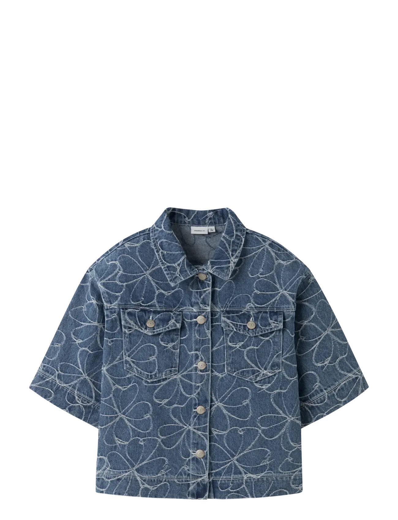 name it NKFEVELYN 2/4 JACQ DNM SHIRT 2928-JQ D - Skjorter - MEDIUM BLUE DENIM / blue