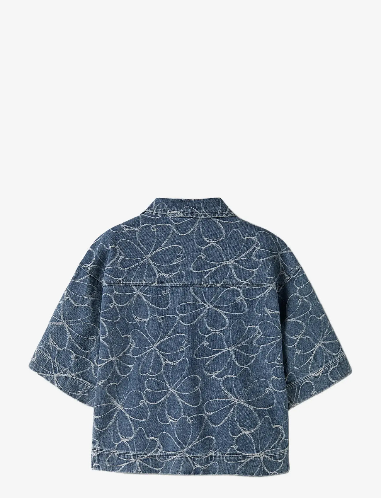 name it - NKFEVELYN 2/4 JACQ DNM SHIRT 2928-JQ D - kortærmede skjorter - medium blue denim - 1