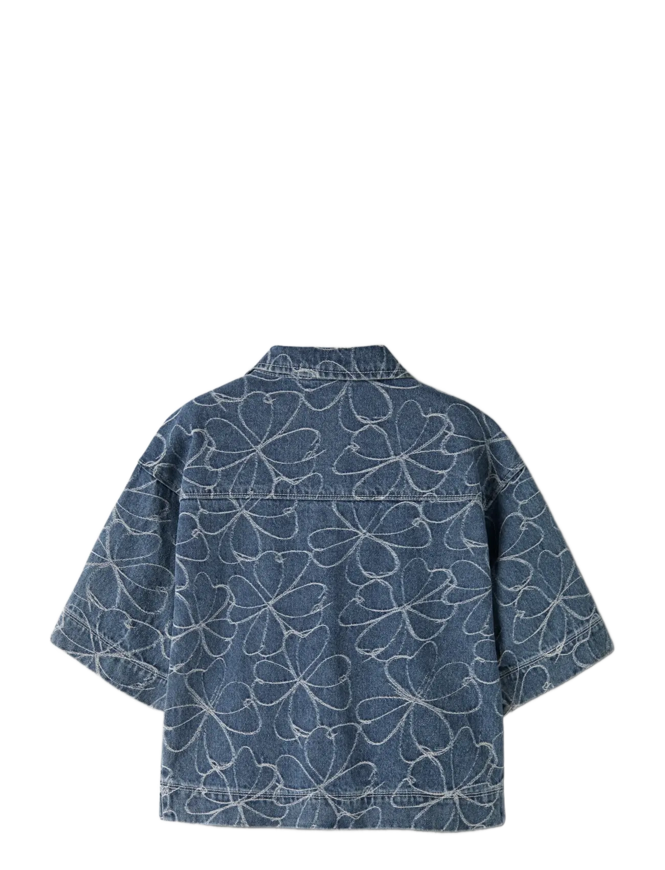 name it - NKFEVELYN 2/4 JACQ DNM SHIRT 2928-JQ D - kortærmede skjorter - medium blue denim - 1