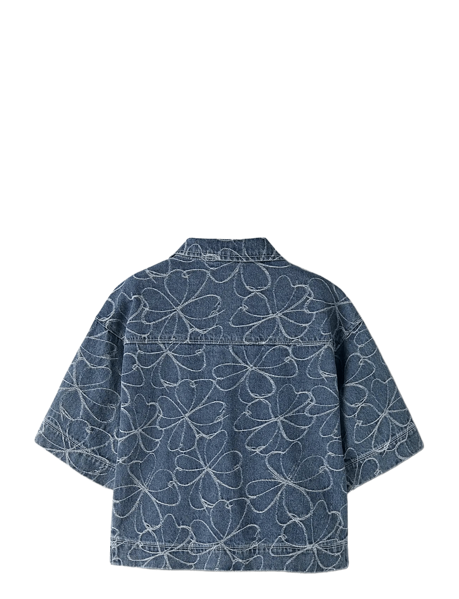 name it - NKFEVELYN 2/4 JACQ DNM SHIRT 2928-JQ D - kortærmede skjorter - medium blue denim - 1