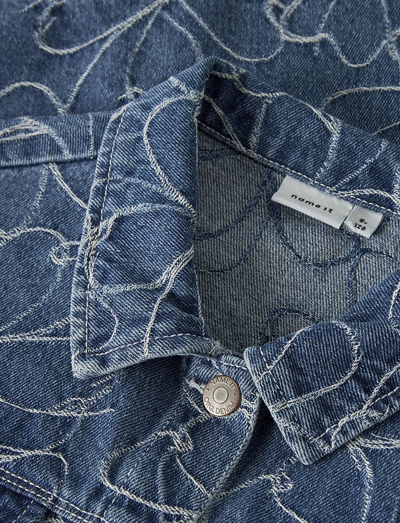 name it - NKFEVELYN 2/4 JACQ DNM SHIRT 2928-JQ D - kortærmede skjorter - medium blue denim - 2