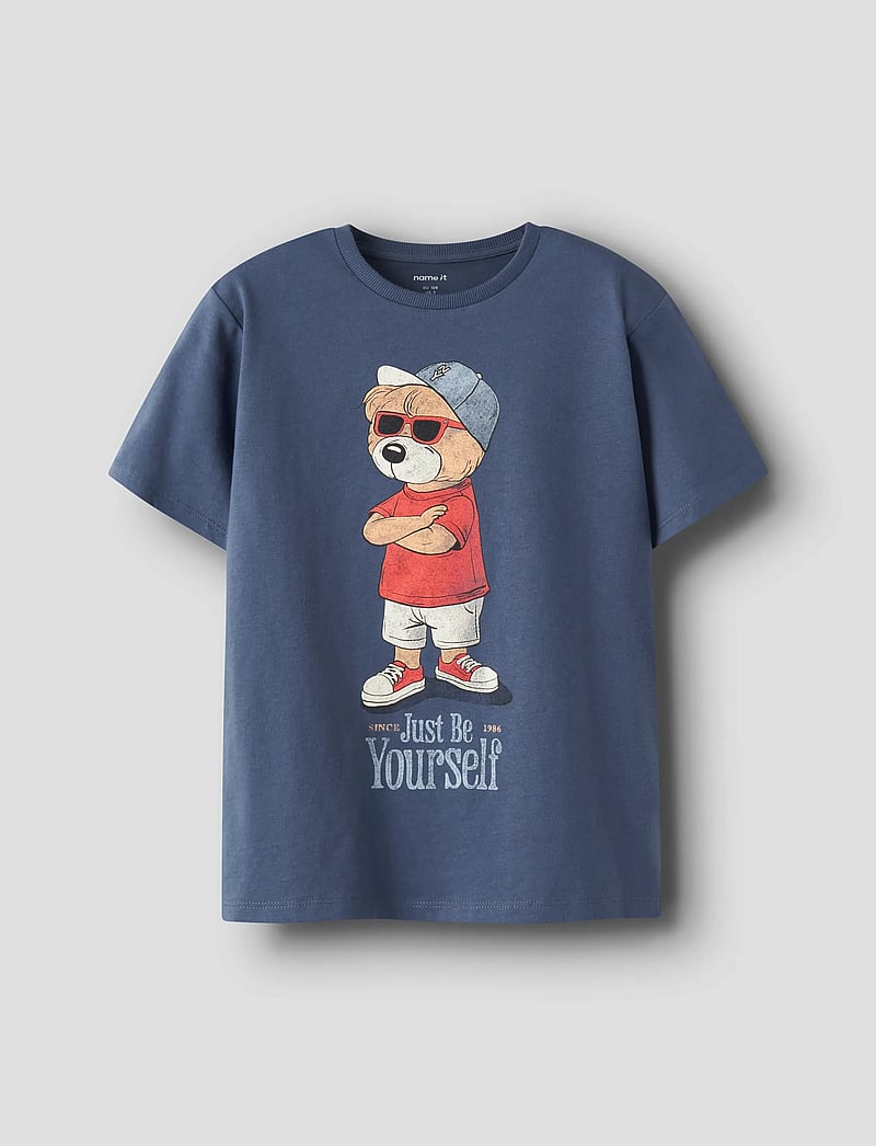 name it - NKMDOBS SS NREG TOP BOX - kurzärmelige - vintage indigo - 0