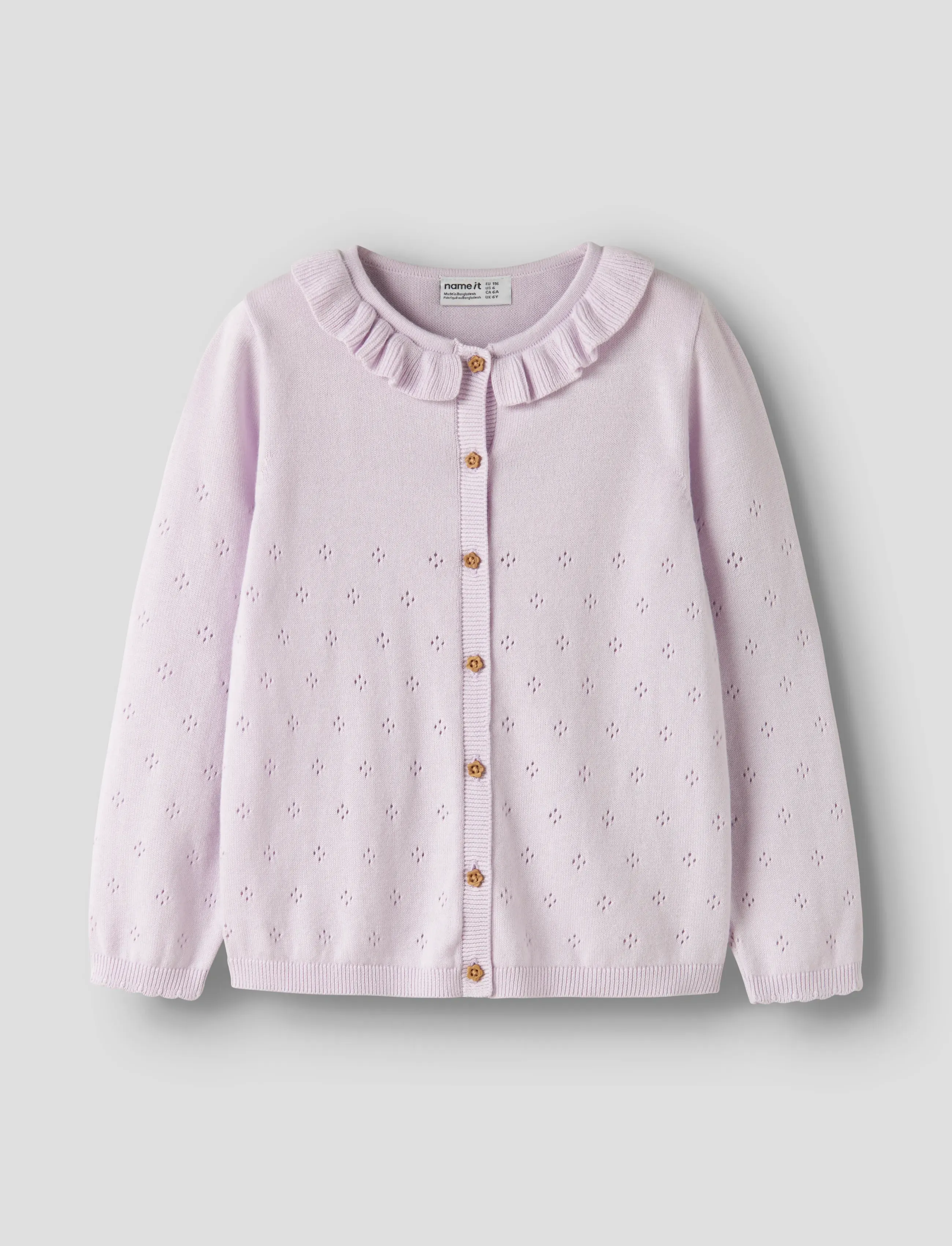 name it Nmfdiame Ls Knit Card, 110, Knitwear, Lila - Cardigans, Kinder
