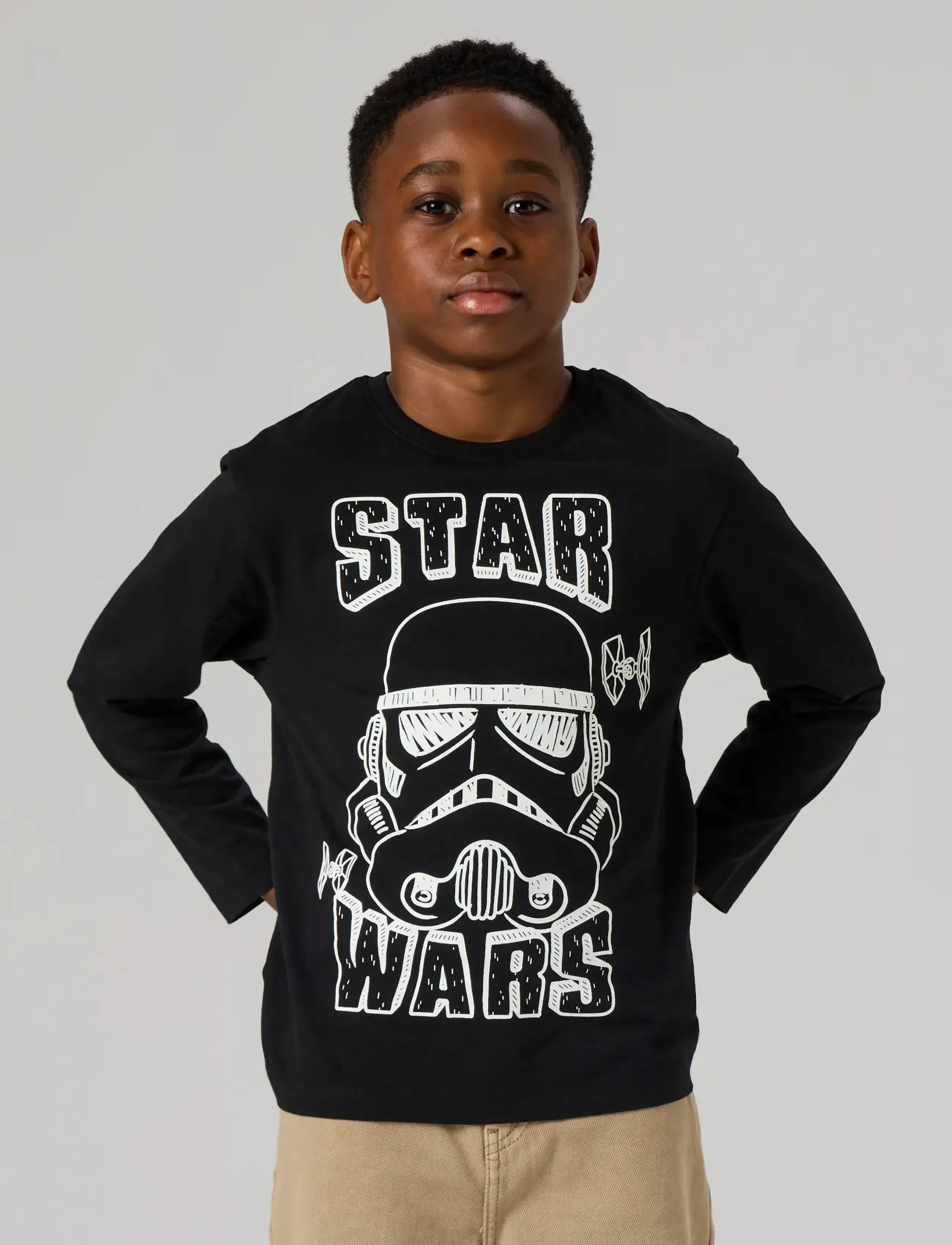 name it - NKMVOLT STARWARS LS TOP BFU - t-shirts - black - 2