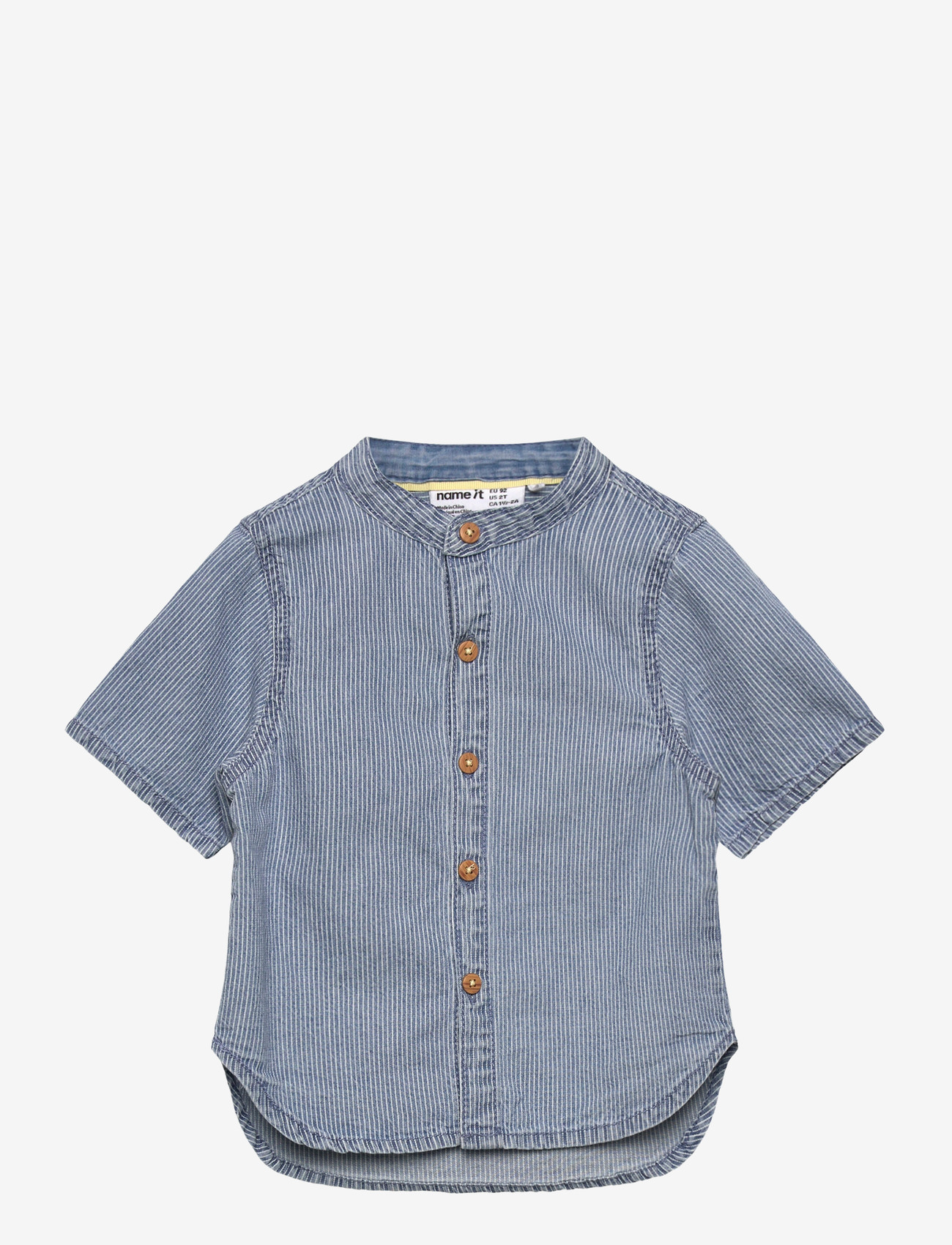 name it - NMMHANS STRIPE DNM SS SHIRT 1910-IP H - stutterma skyrtur - light blue denim - 0