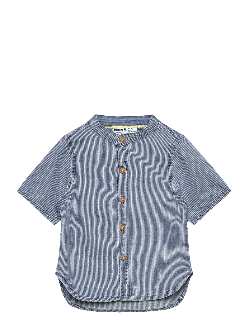 name it - NMMHANS STRIPE DNM SS SHIRT 1910-IP H - stutterma skyrtur - light blue denim - 0
