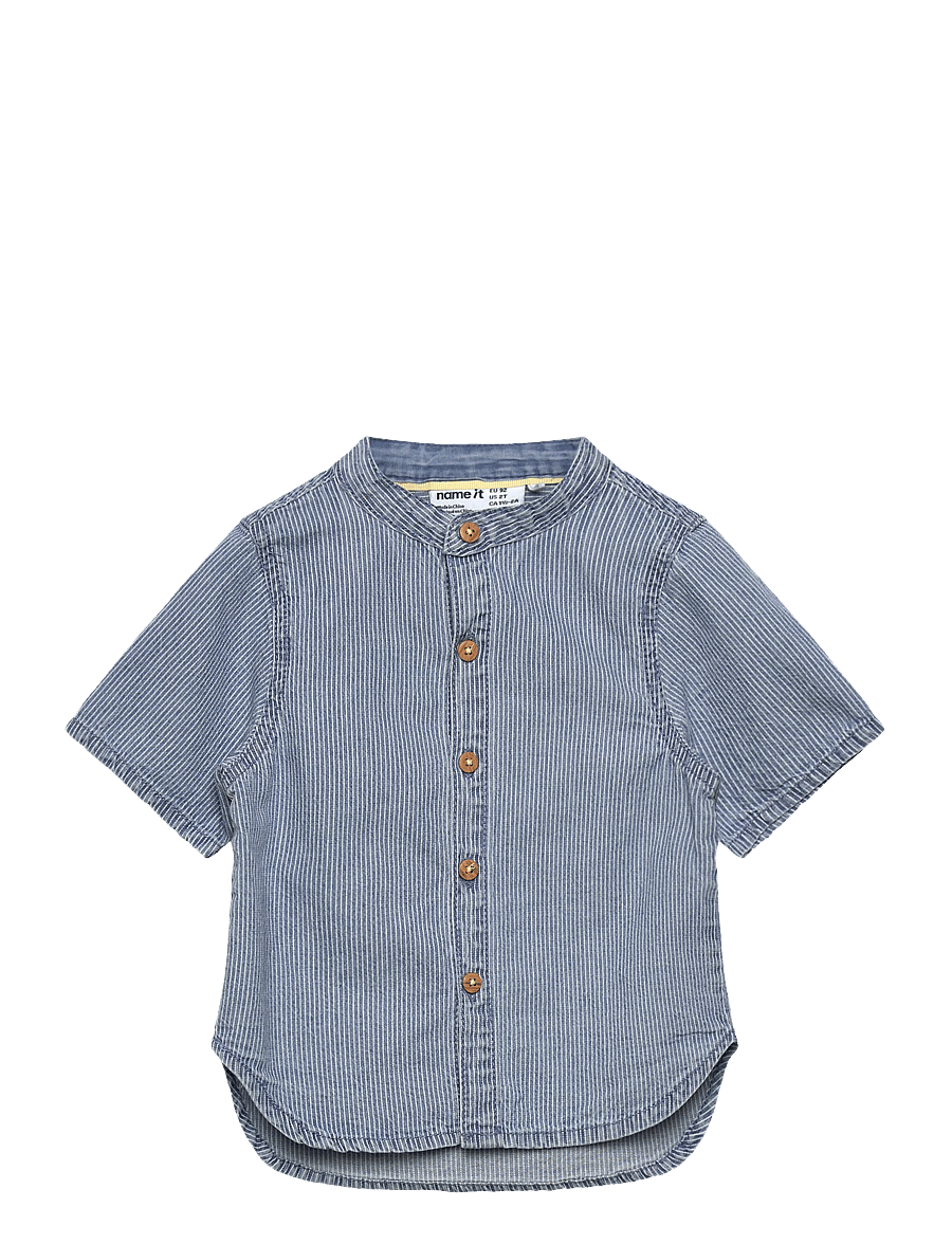 name it - NMMHANS STRIPE DNM SS SHIRT 1910-IP H - krekli ar īsām piedurknēm - light blue denim - 0