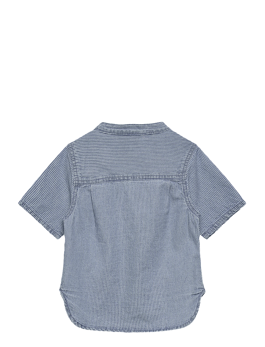 name it - NMMHANS STRIPE DNM SS SHIRT 1910-IP H - krekli ar īsām piedurknēm - light blue denim - 1