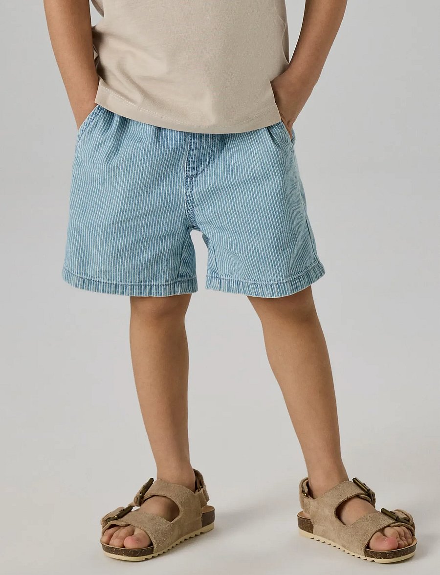 name it - NMMRYAN JOG STRIPE DNM L SHORTS 1910-IP - korte jeansbroeken - light blue denim - 4