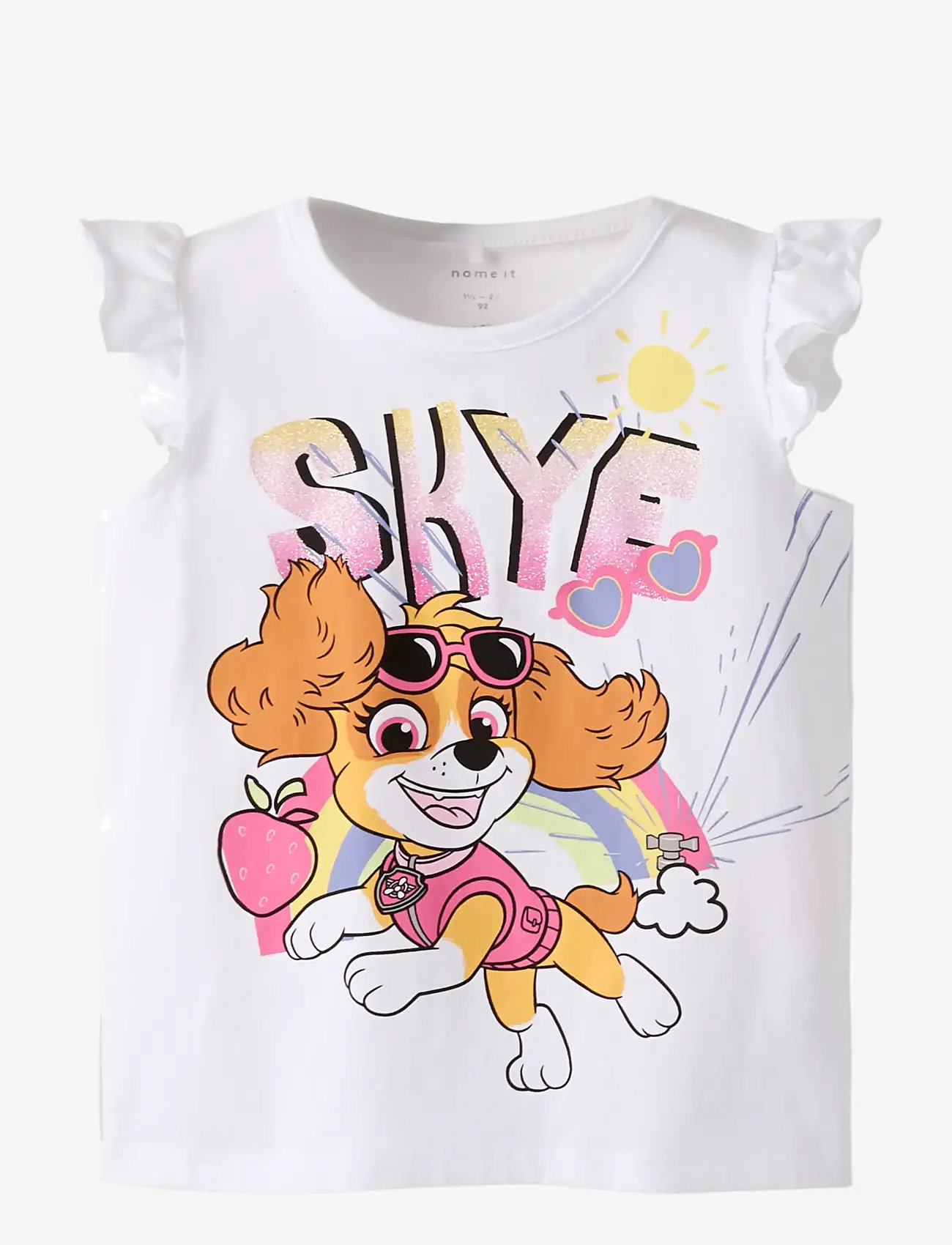 name it - NMFMARIA PAW CAPSL TOP BOX CPLG - short-sleeved t-shirts - bright white - 0