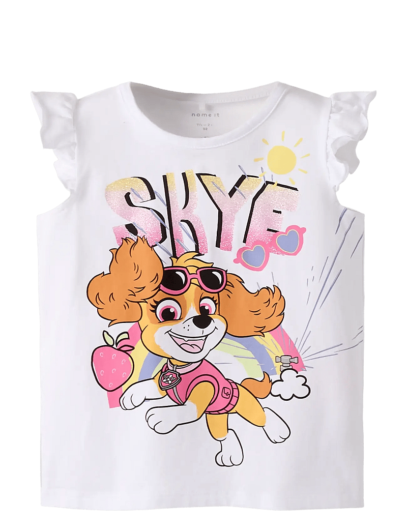 name it - NMFMARIA PAW CAPSL TOP BOX CPLG - short-sleeved t-shirts - bright white - 0