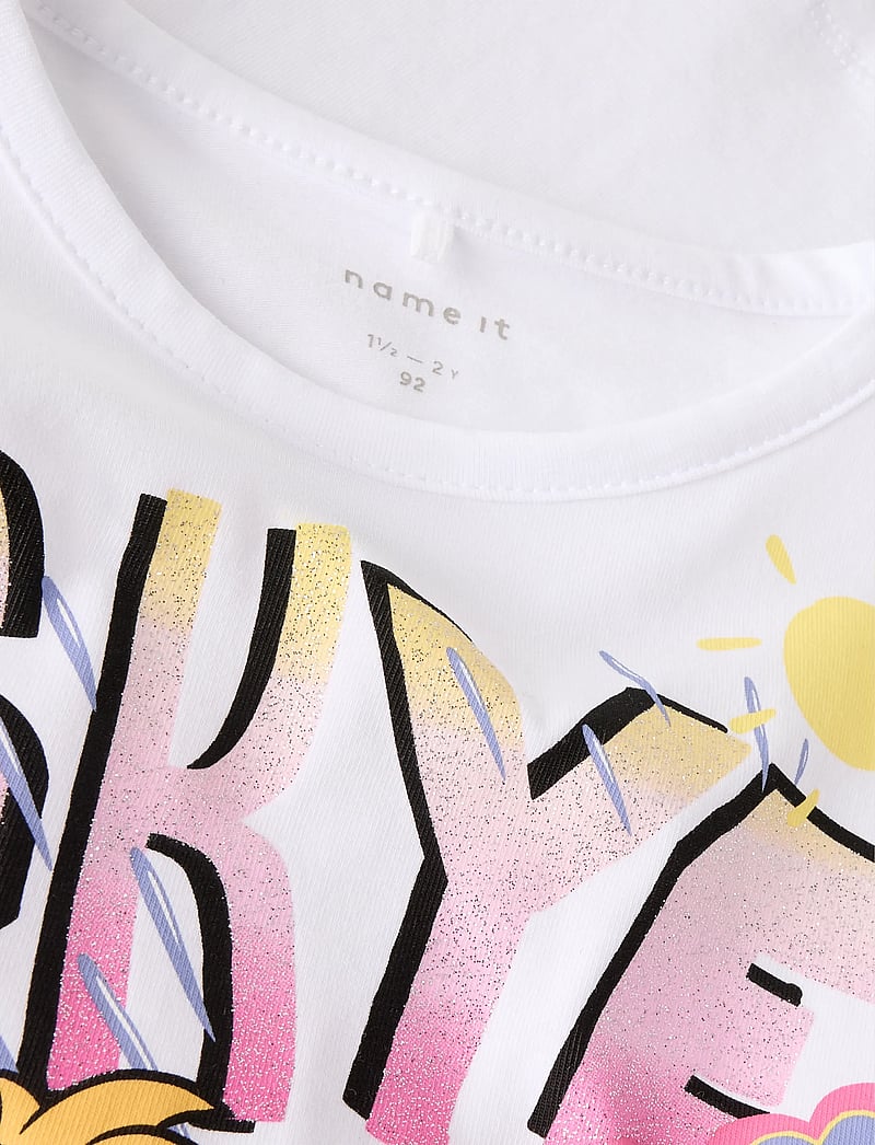 name it - NMFMARIA PAW CAPSL TOP BOX CPLG - short-sleeved t-shirts - bright white - 2