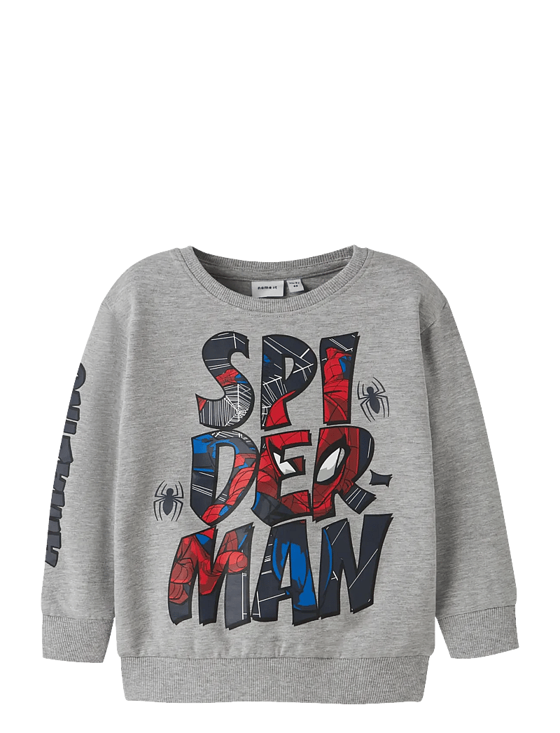 name it - NMMFLOYD SPIDER NREG SWEAT BRU MAR - sweatshirts - grey melange - 0
