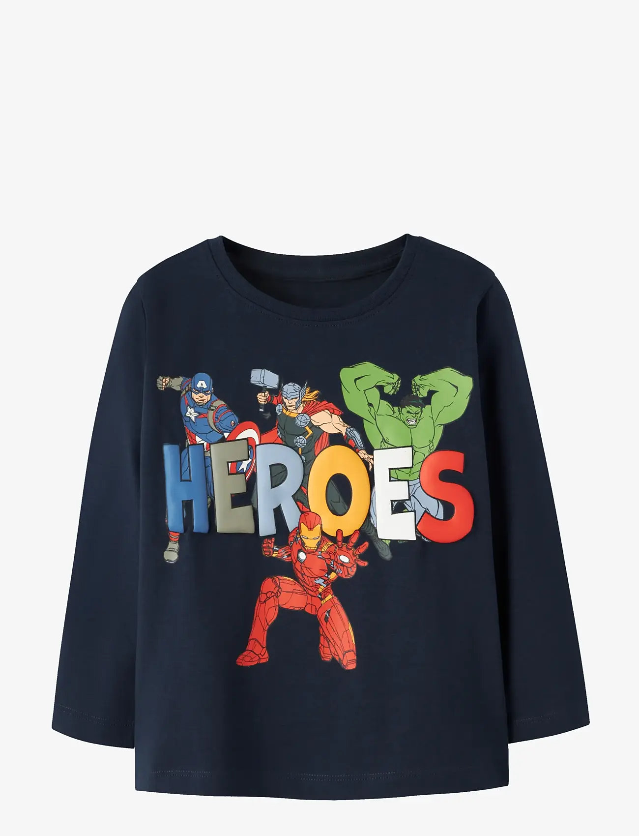 name it - NMMFLINT MARVEL LS NREG TOP MAR - langærmede t-shirts - navy blazer - 0