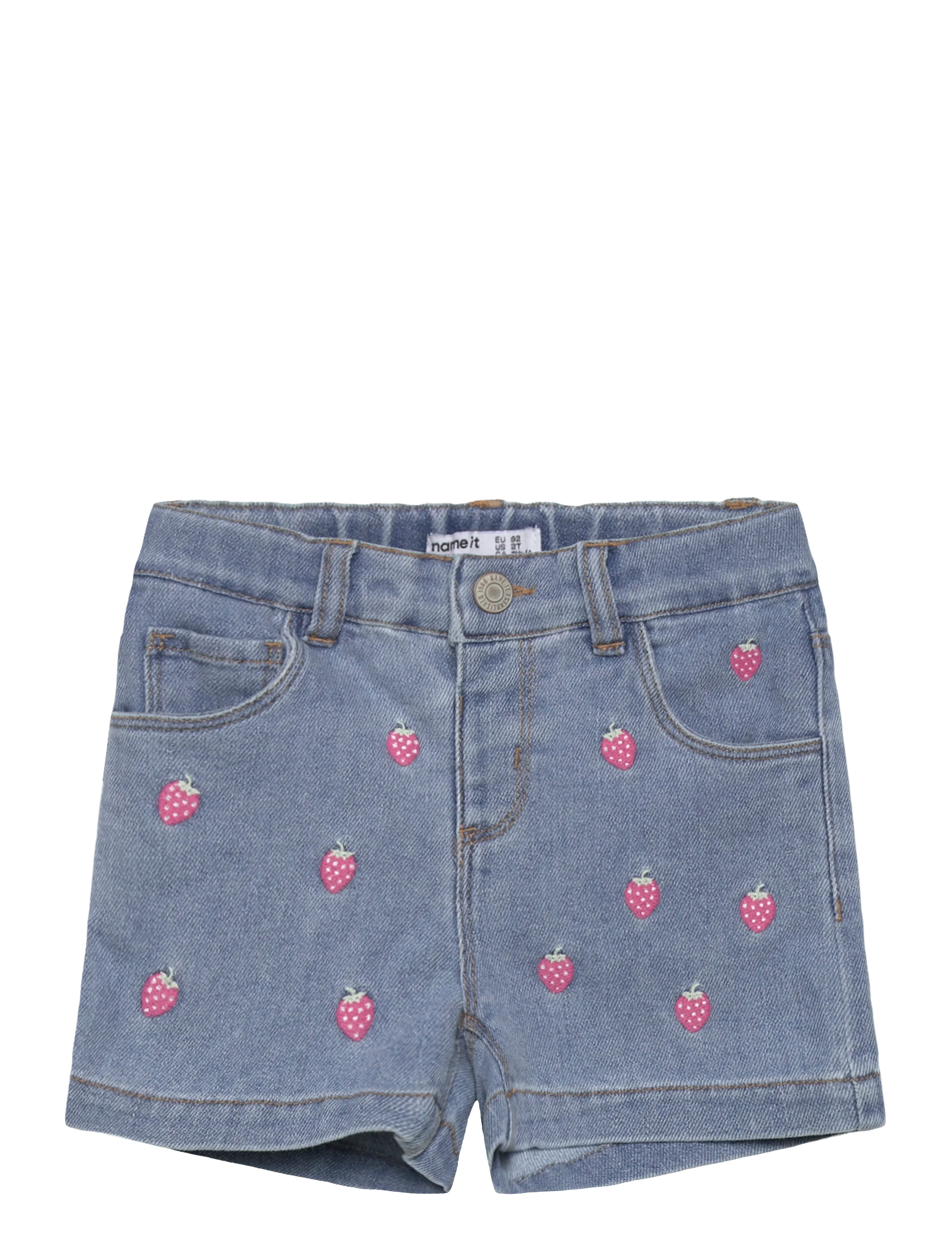 name it Nmfrose Reg Emb Shorts 6202-Iz, 104, Blue, Underdele > Shorts, Børn