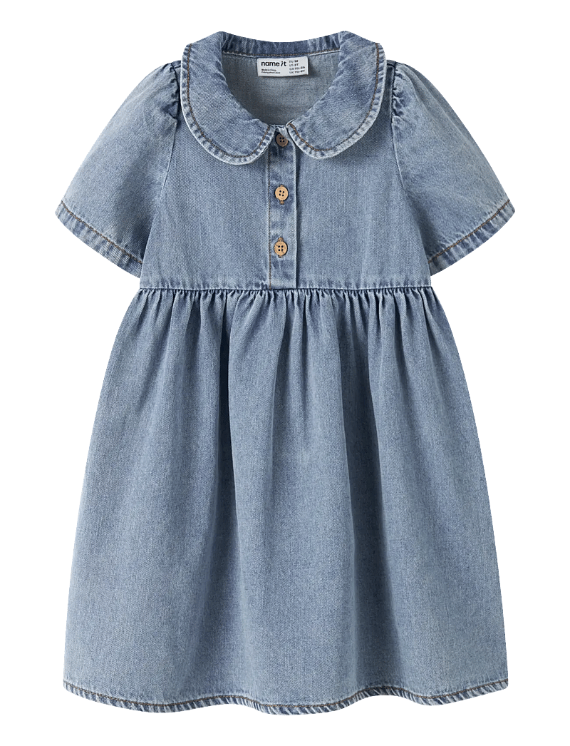 name it - NMFPOPPY DNM DRESS 5011-OV H - casual jurken met korte mouwen - medium blue denim - 0