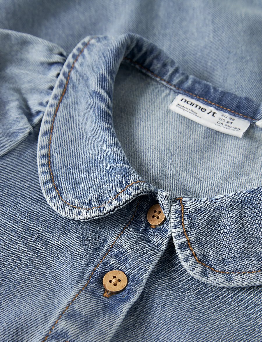 name it - NMFPOPPY DNM DRESS 5011-OV H - kurzärmelige freizeitkleider - medium blue denim - 2