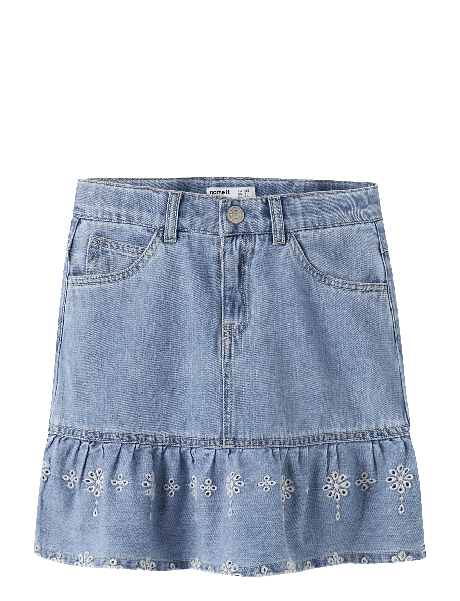 name it - NKFHALLIE DNM ANGLAISE SKIRT 1026-OV H - jupes courtes - light blue denim - 0