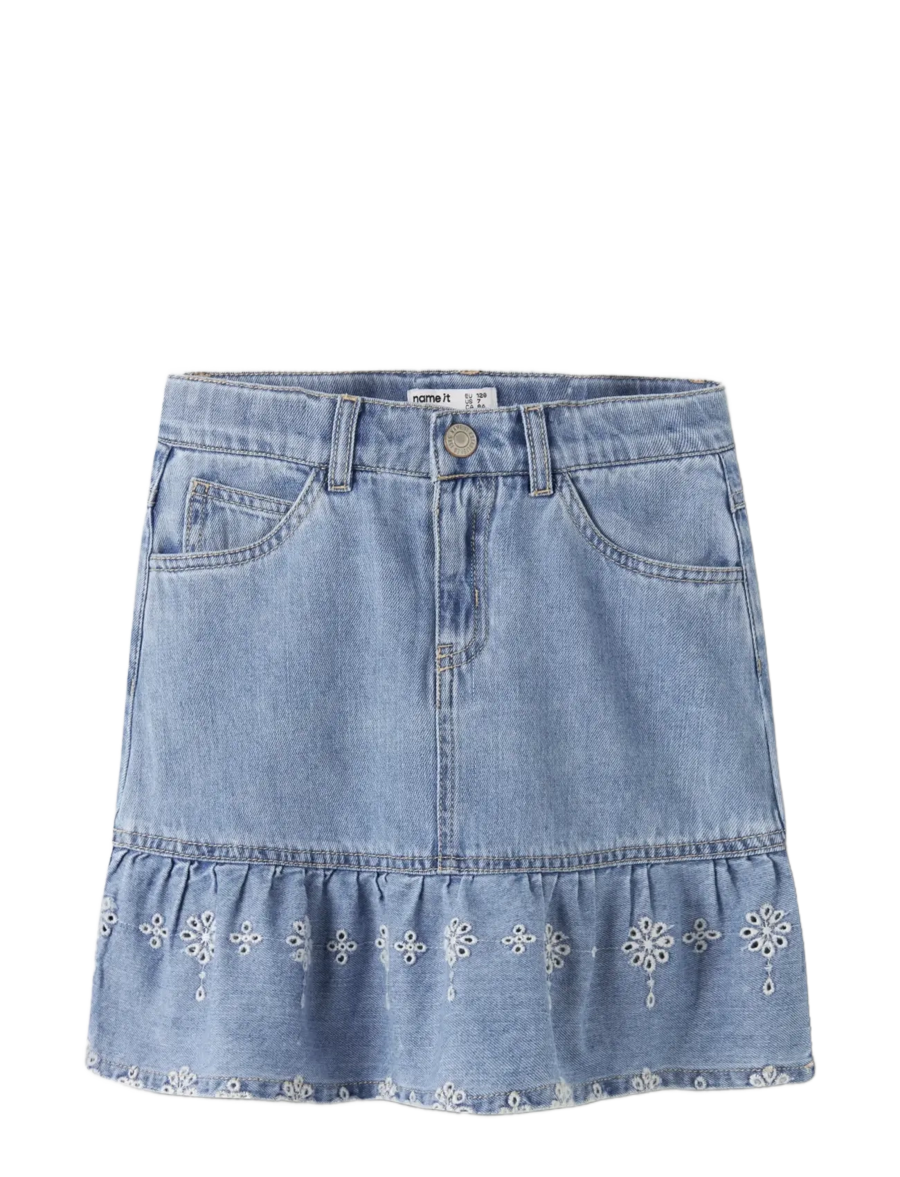 name it - NKFHALLIE DNM ANGLAISE SKIRT 1026-OV H - jupes courtes - light blue denim - 2