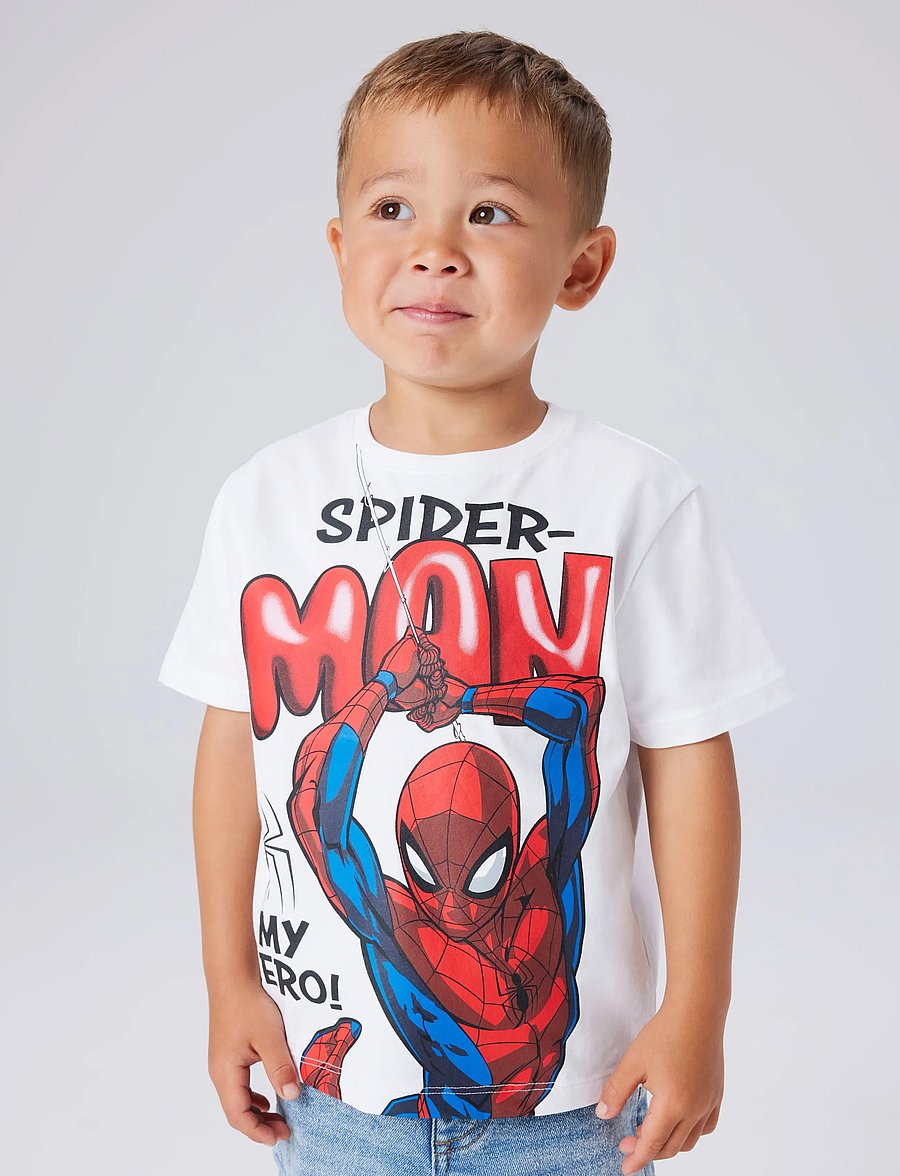 name it - NMMMARVIN SPIDER SS NREG TOP NOOS MAR - kurzärmelige - bright white - 0