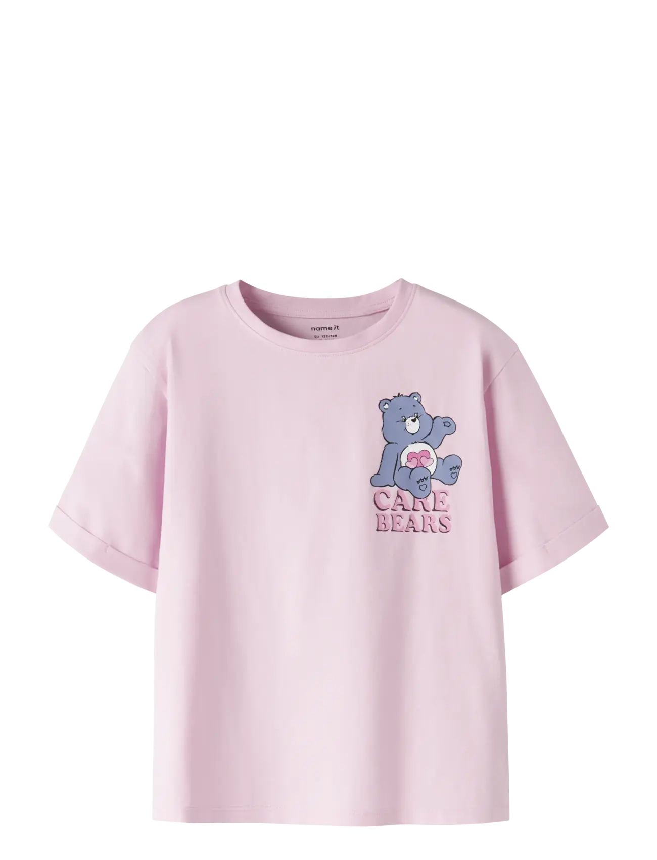 name it Nkfmumma Carebears Nreg Ss Top Box Sky, Børn, Kortærmet Grafisk T-shirt, Pink, Str: 122-128