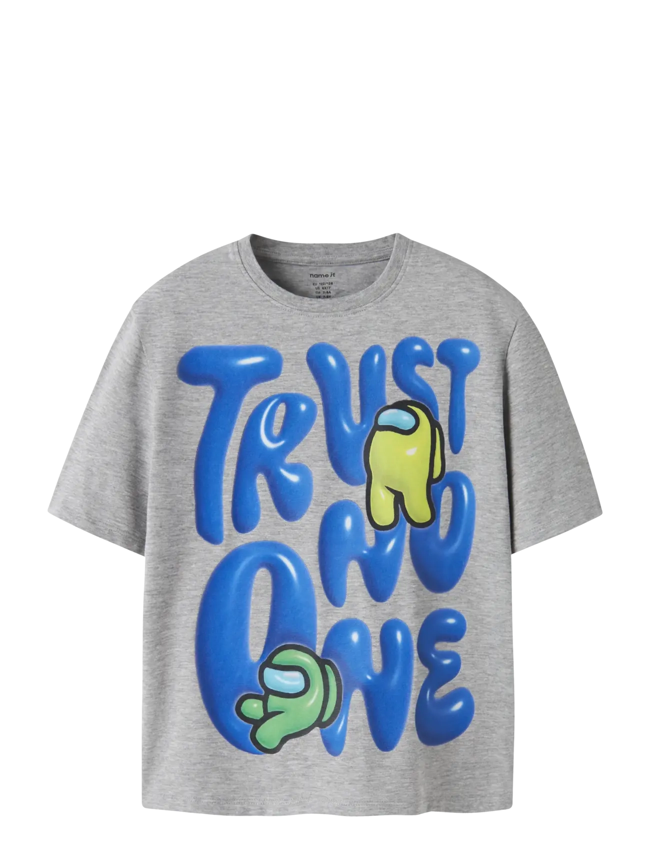 NKMFABRON AMONGUS SS NREG TOP BOX SKY - GREY MELANGE