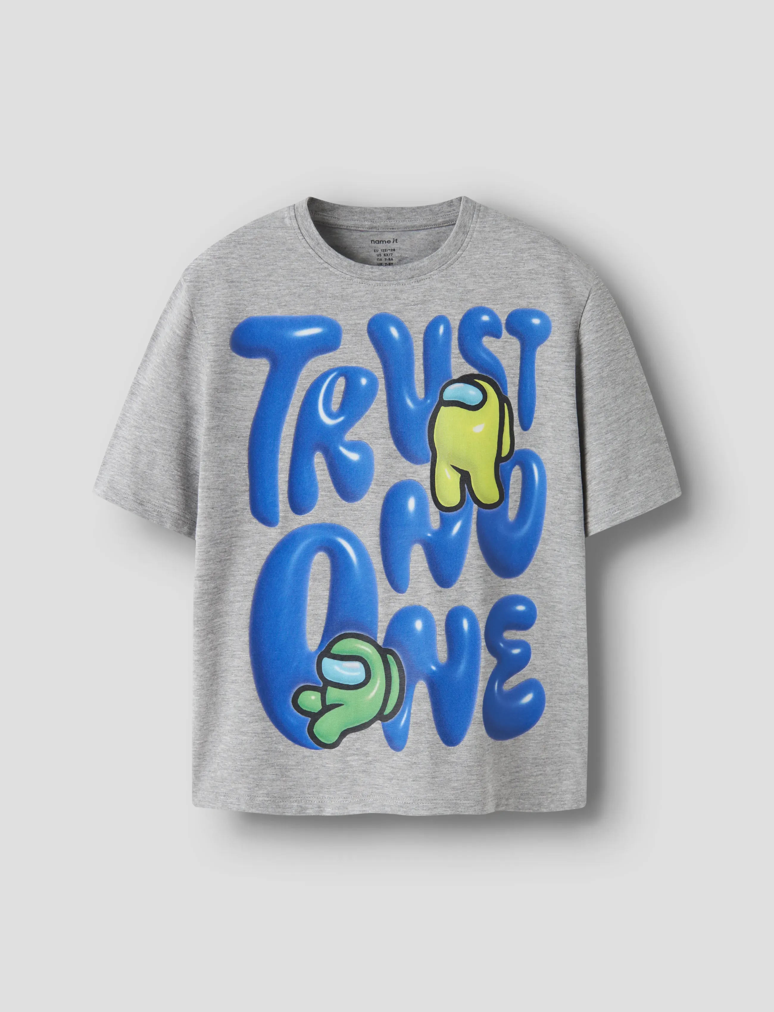 name it NKMFABRON AMONGUS SS NREG TOP BOX SKY - T-shirts - GREY MELANGE / grey