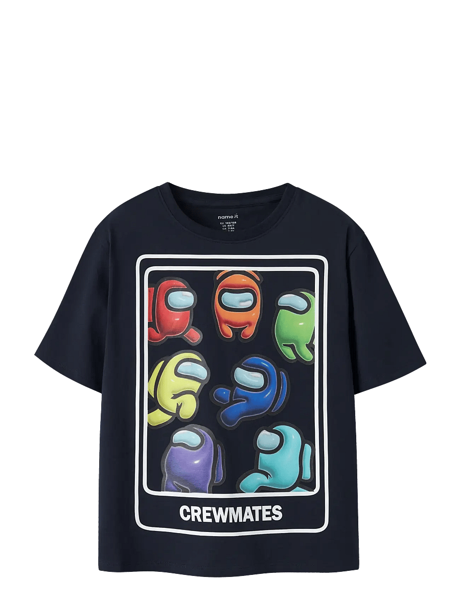 name it - NKMFABRON AMONGUS SS NREG TOP BOX SKY - kortärmade t-shirts - navy blazer - 1