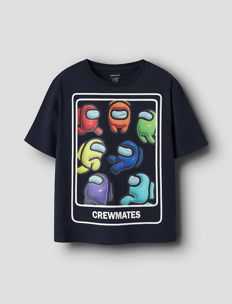 name it - NKMFABRON AMONGUS SS NREG TOP BOX SKY - kortærmede t-shirts - navy blazer - 0