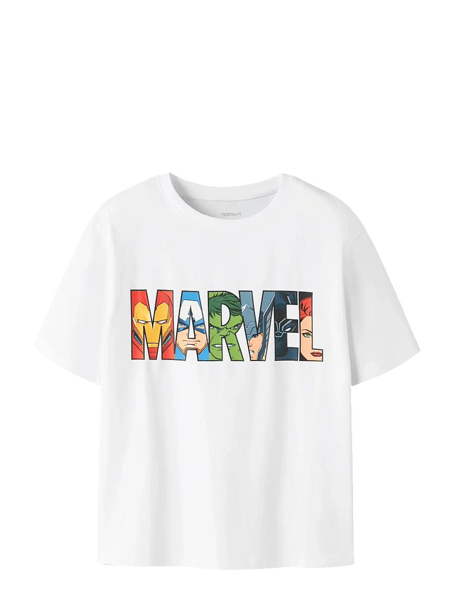 name it - NKMFERGUS MARVEL SS NREG TOP MAR - kortärmade t-shirts - bright white - 0