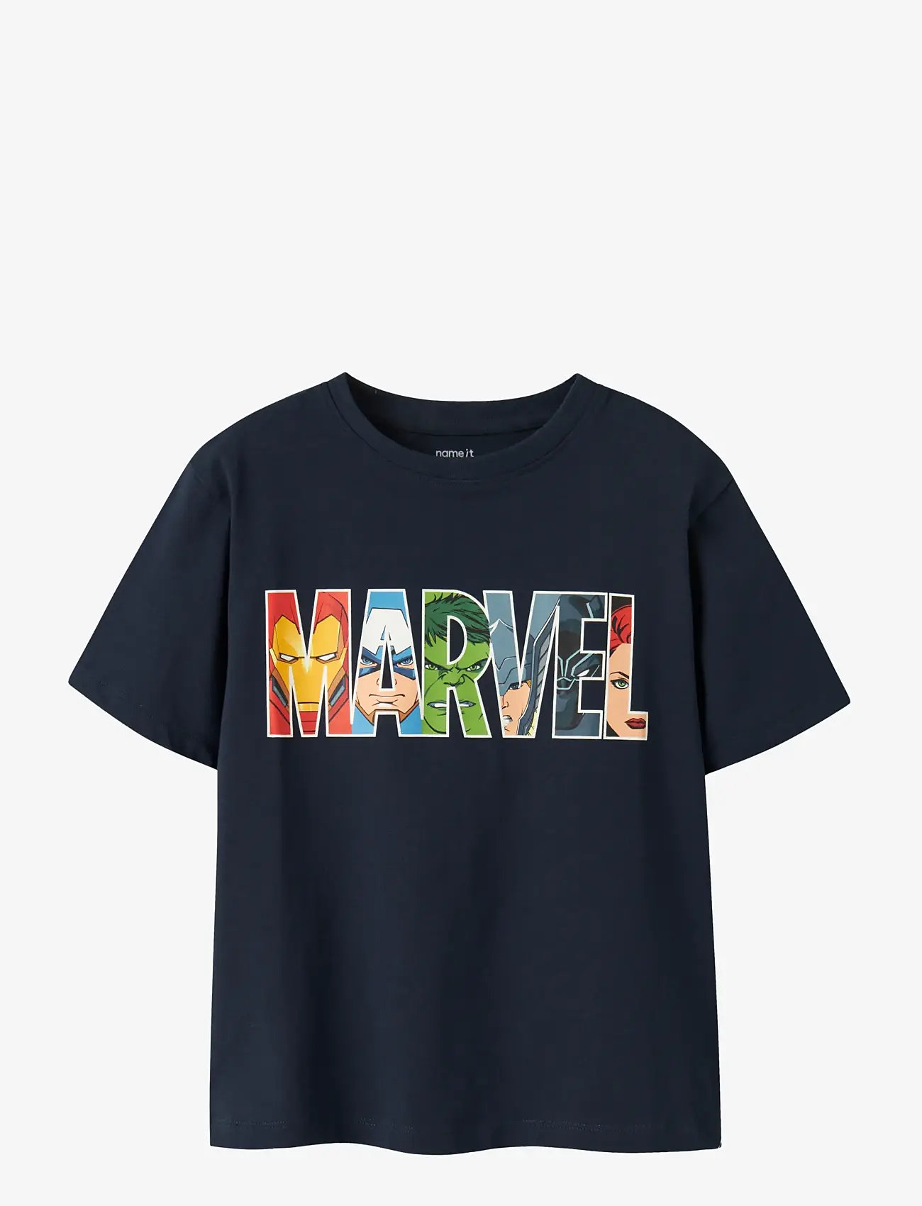 name it - NKMFERGUS MARVEL SS NREG TOP MAR - kortærmede t-shirts - navy blazer - 0