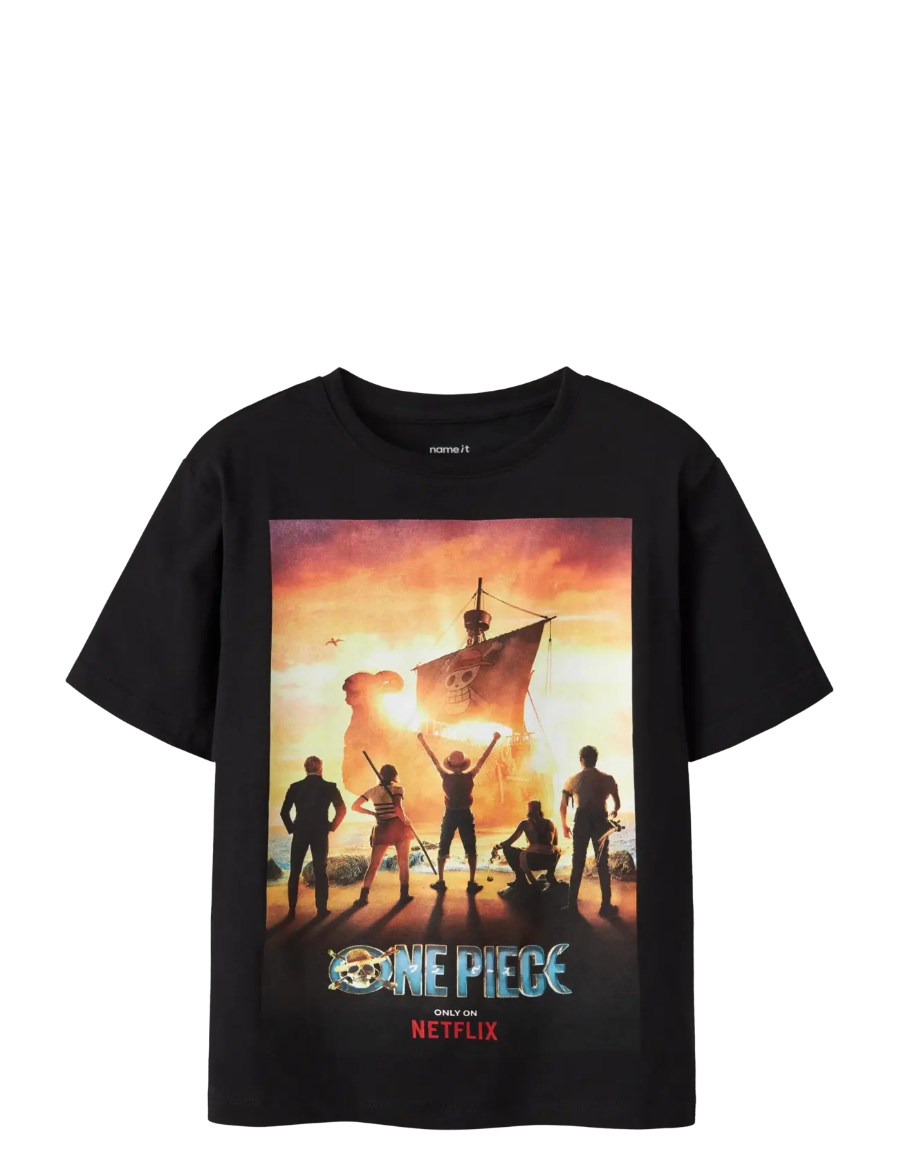 name it Nkmmalim Onep Ss Nreg Top Box Bfu, 122-128, T-shirts, Schwarz - Short-sleeved, Kinder