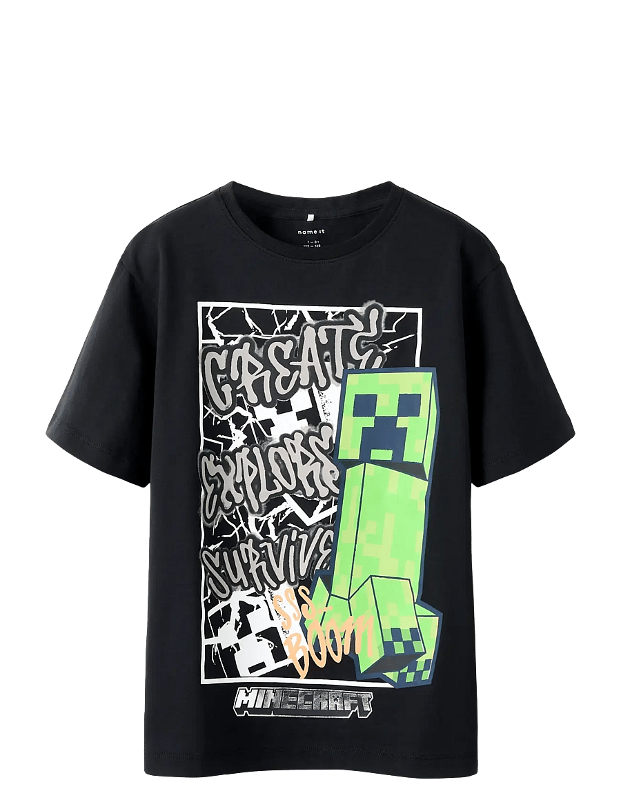 name it - NKMMASE MINECRAFT SS NREG TOP NOOS BFU - kortærmede t-shirts - black - 1
