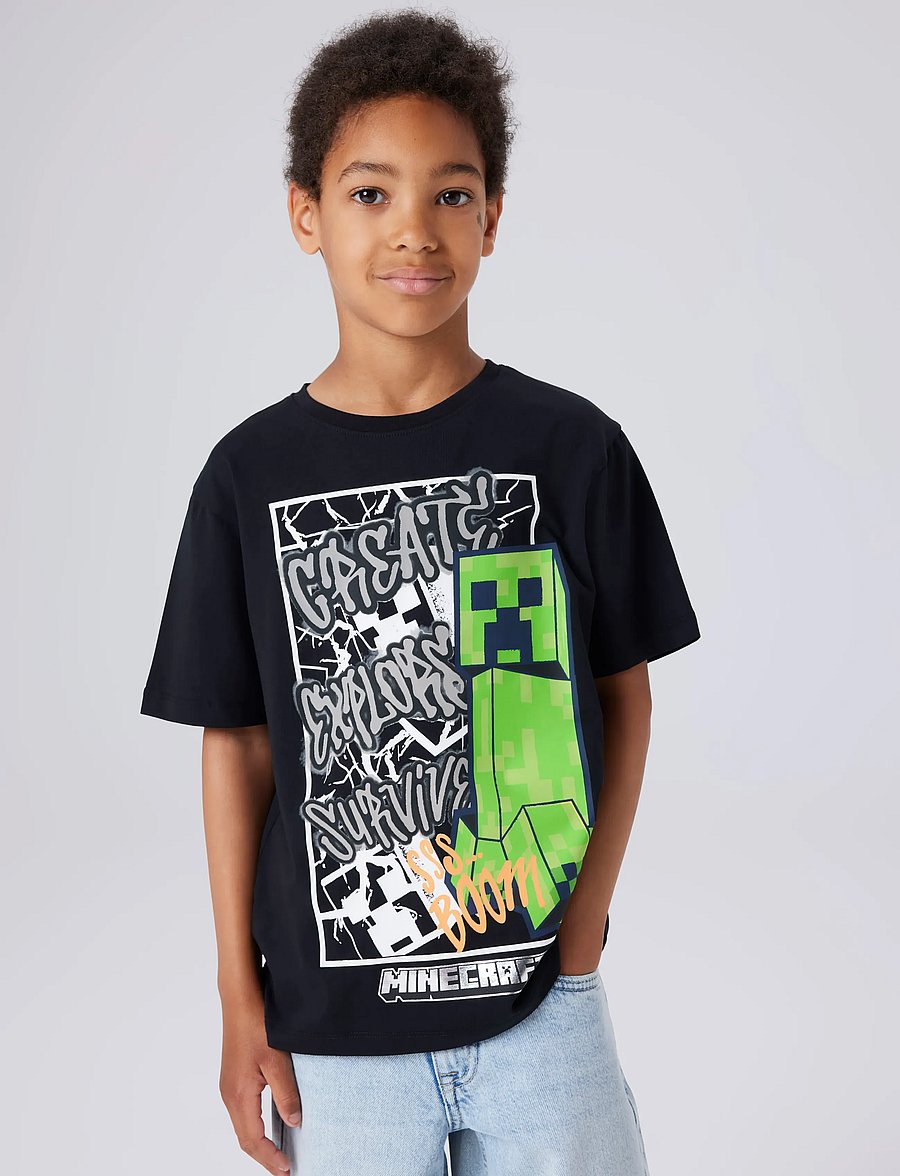 name it - NKMMASE MINECRAFT SS NREG TOP NOOS BFU - kortærmede t-shirts - black - 0