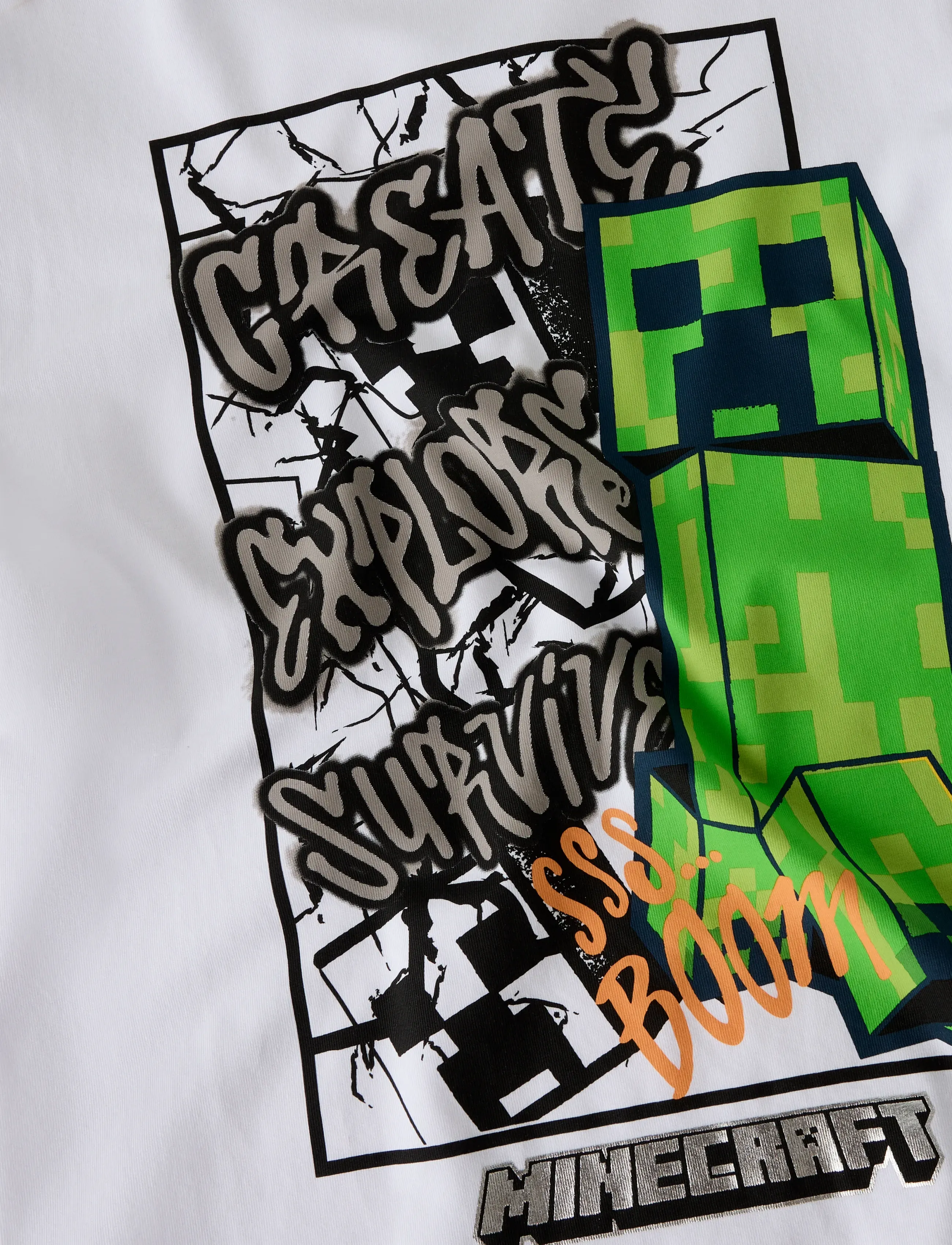 name it - NKMMASE MINECRAFT SS NREG TOP NOOS BFU - kortærmede t-shirts - bright white - 2