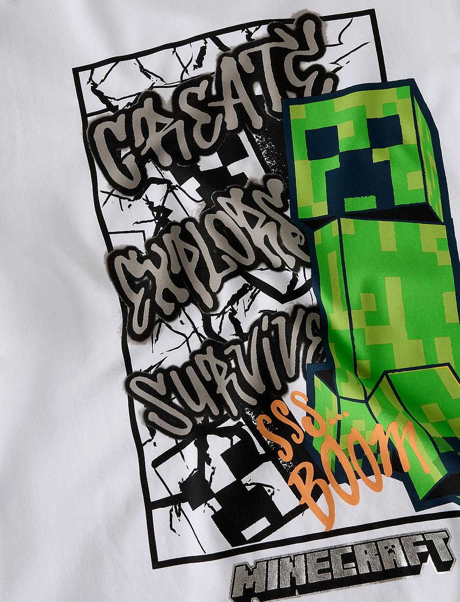 name it - NKMMASE MINECRAFT SS NREG TOP NOOS BFU - kortærmede t-shirts - bright white - 2