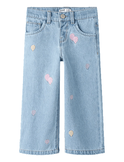 name it NMFROSE WIDE EMB JEANS 4999-ZA - Clothing - MEDIUM BLUE DENIM / blue