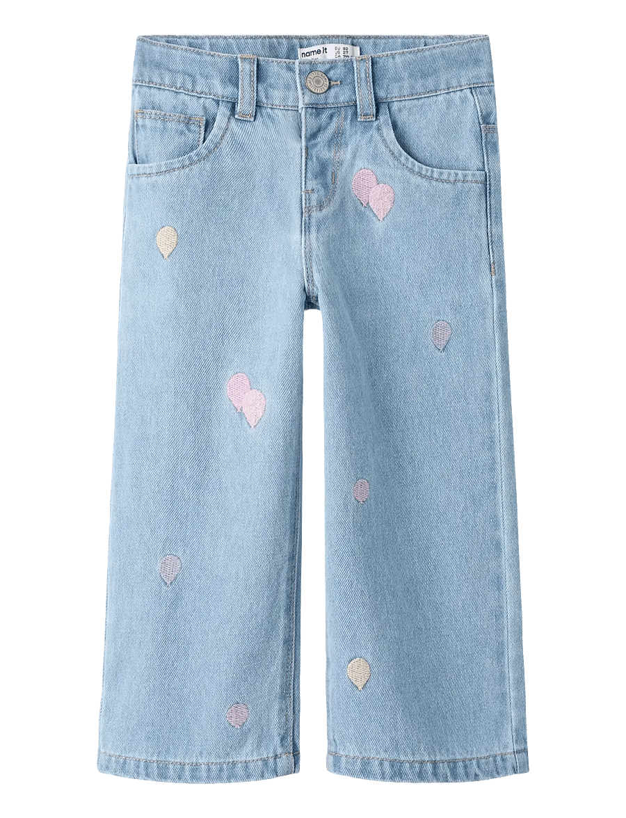 name it - NMFROSE WIDE EMB JEANS 4999-ZA - hosen mit weitem bein - medium blue denim - 1