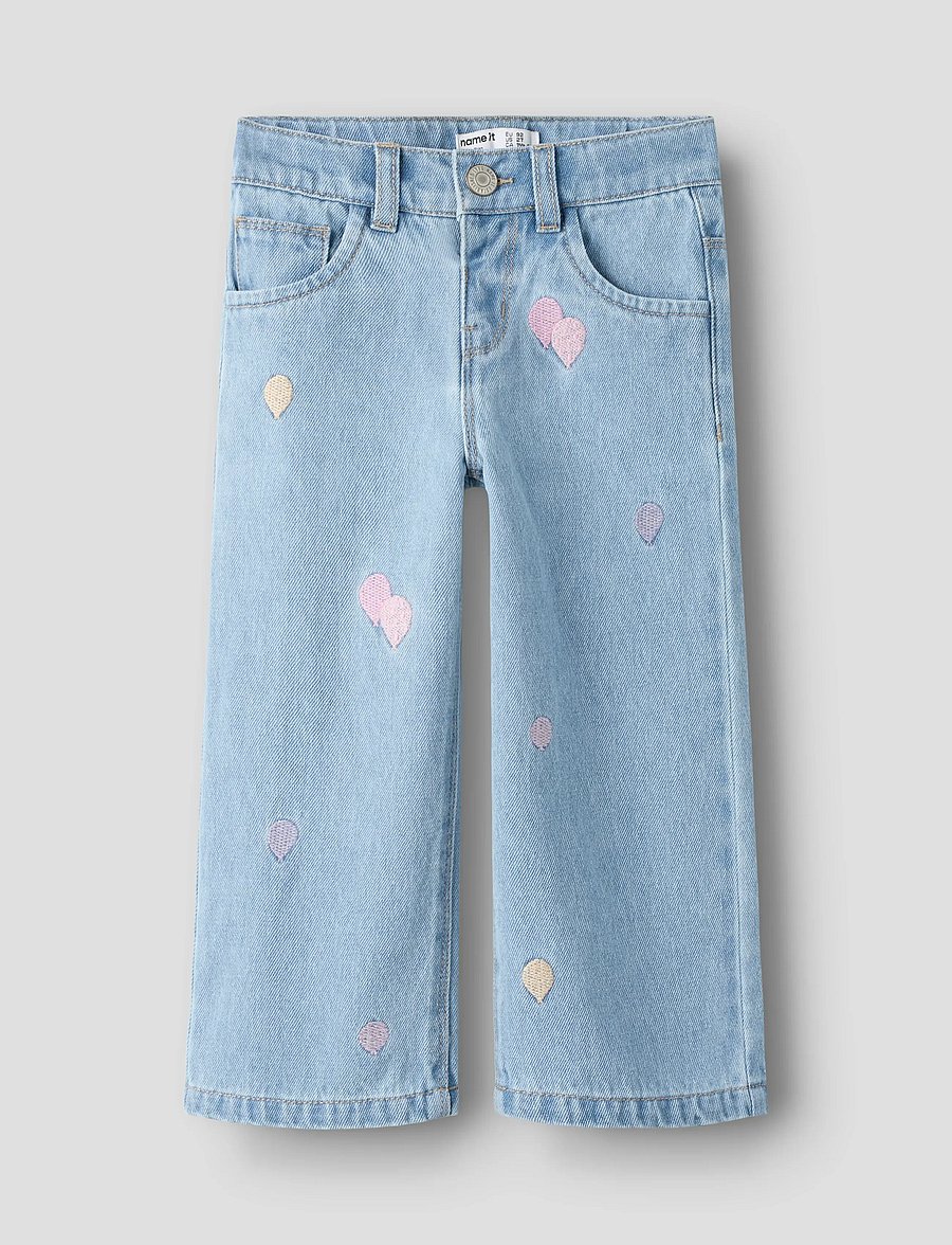 name it - NMFROSE WIDE EMB JEANS 4999-ZA - hosen mit weitem bein - medium blue denim - 0