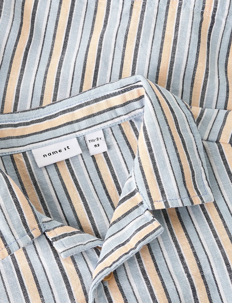 name it - NMMFIORE SS NREG SHIRT - kortärmade skjortor - blue fog - 4