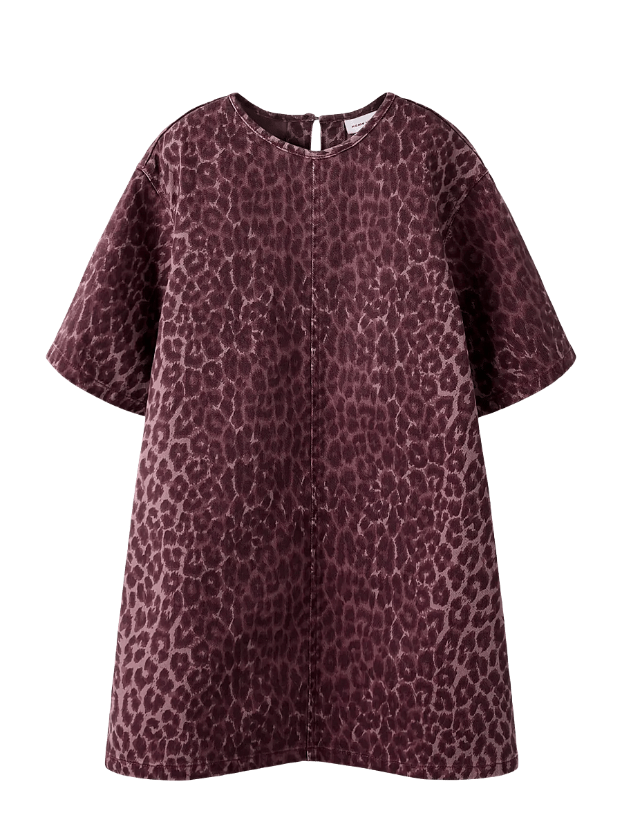 name it - NKFLEO TWILL DRESS 4002-TD - kortärmade vardagsklänningar - burgundy - 0