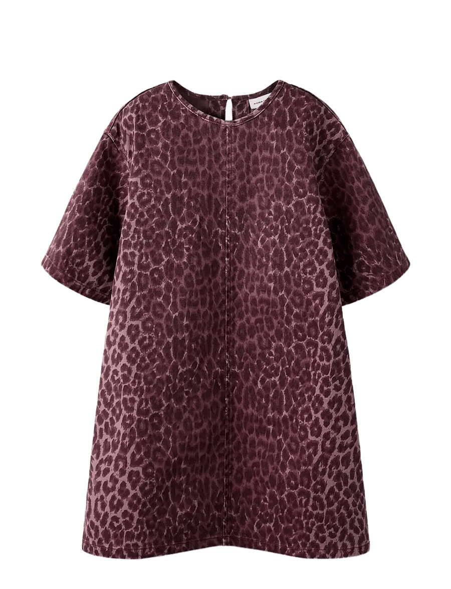 name it - NKFLEO TWILL DRESS 4002-TD - kortärmade vardagsklänningar - burgundy - 2