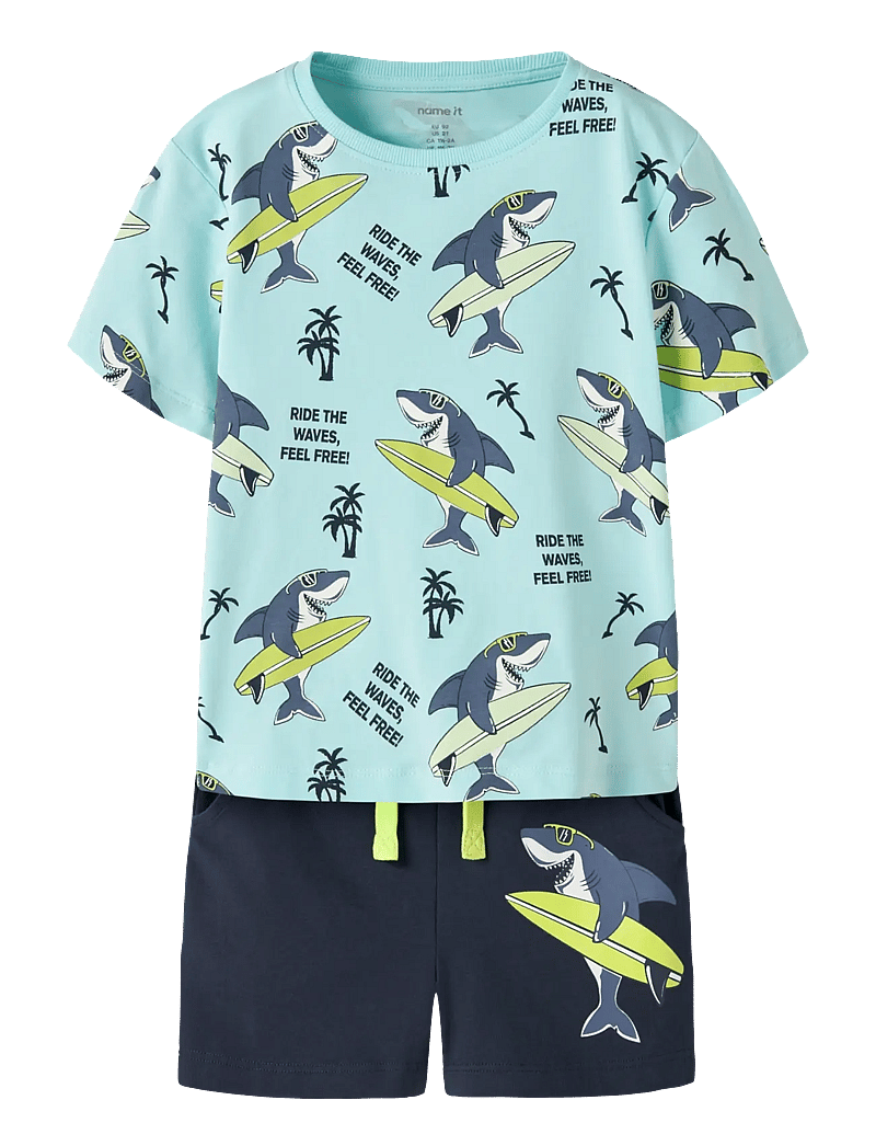 name it - NMMFLAZ SS NREG TOP SET BOX - sæt med kortærmet t-shirt - limpet shell - 0