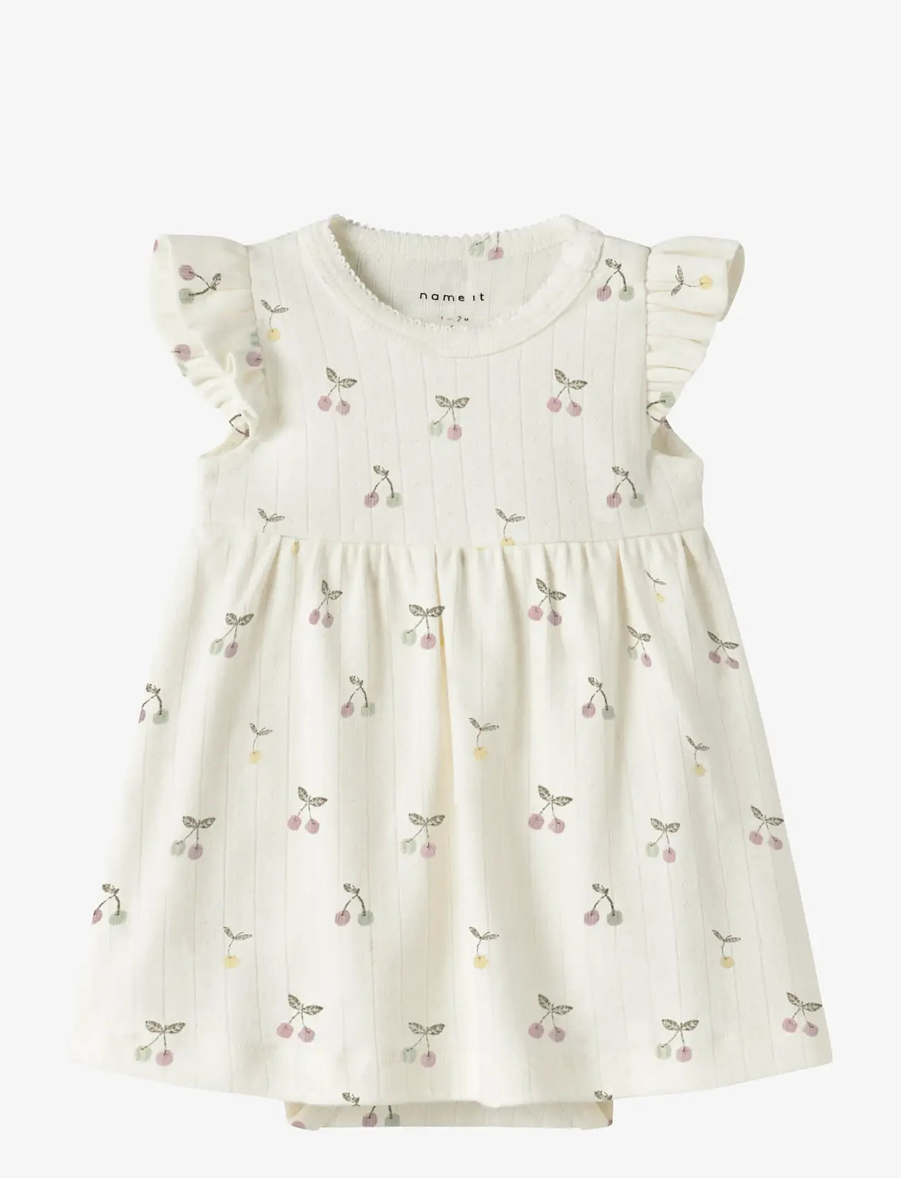 name it - NBFFICHERRY CAPSL BODYDRESS - kūdikių suknelės trumpomis rankovėmis - cloud dancer - 0