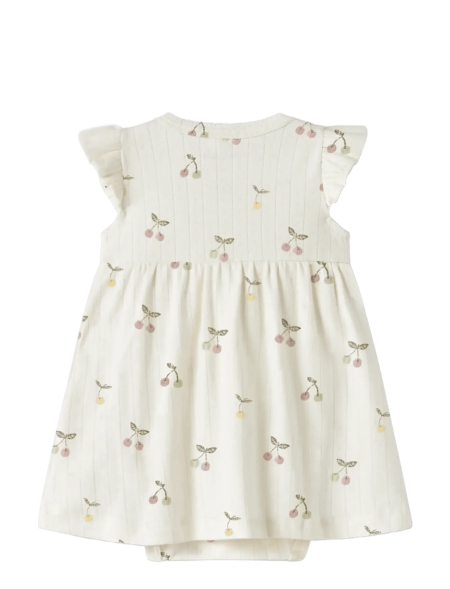 name it - NBFFICHERRY CAPSL BODYDRESS - kurzärmelige babykleider - cloud dancer - 1