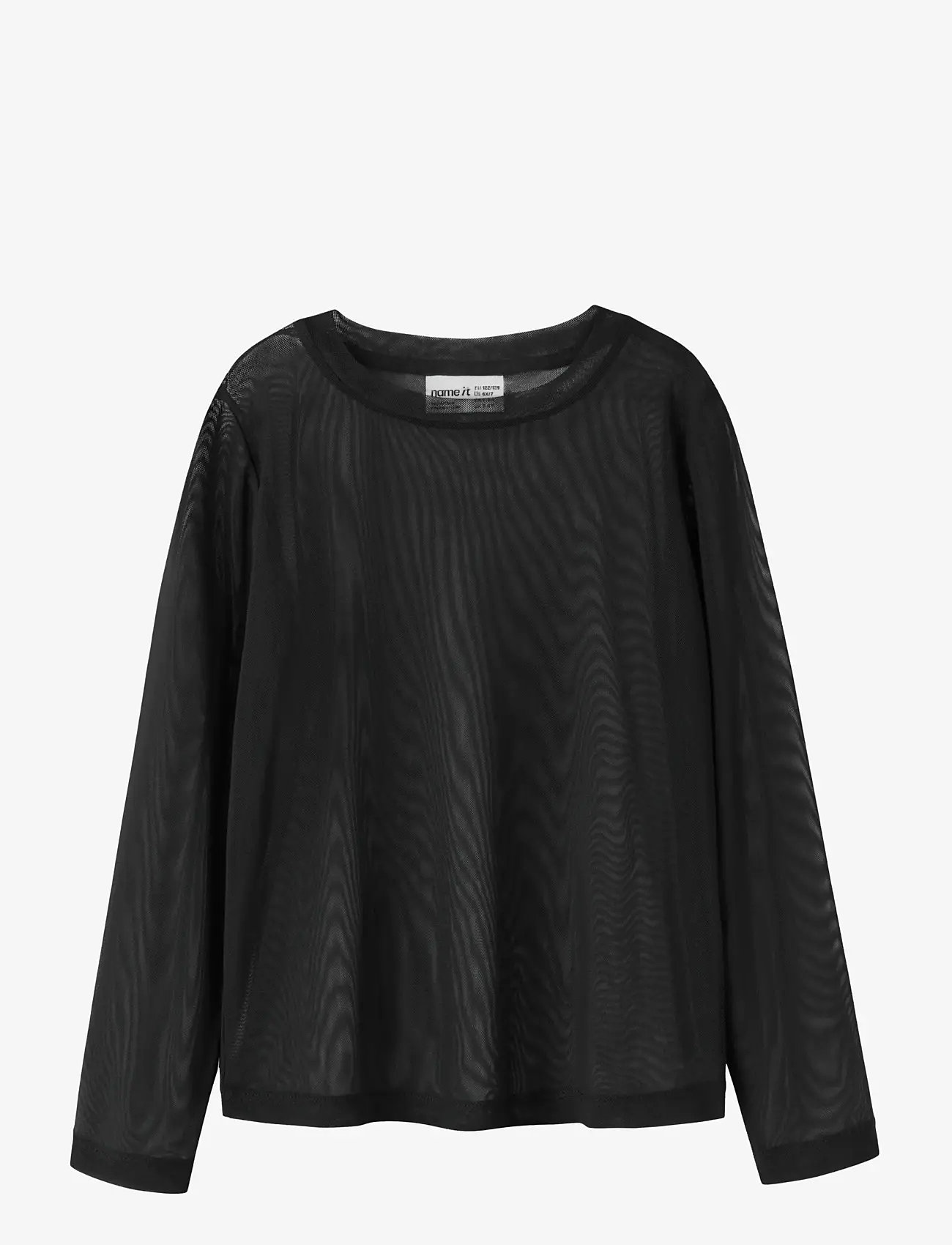 name it - NKFROPHELIA LS MESH TOP - langærmede t-shirts - black - 1