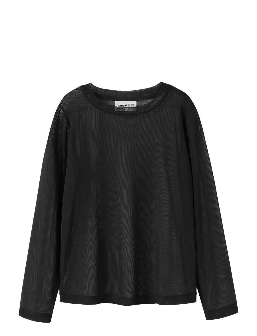 name it - NKFROPHELIA LS MESH TOP - långärmade t-shirts - black - 1